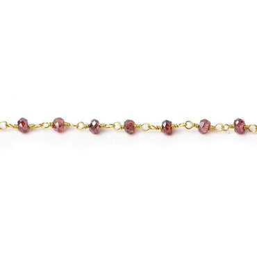 3mm Mystic Rhodolite Garnet faceted rondelles on Gold Chain (ONLINE ORDER ONLY)