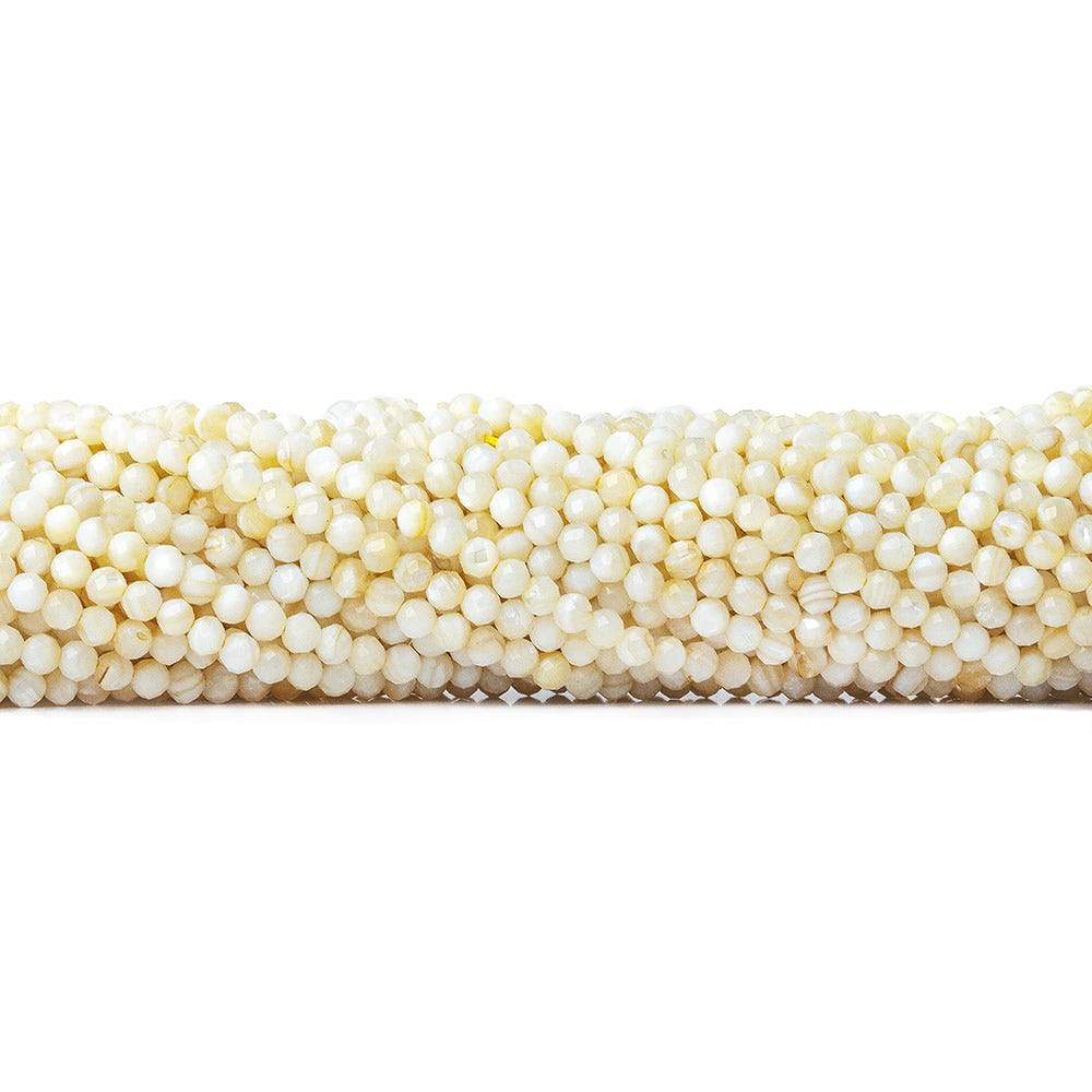 3mm Natural Cream Mother of Pearl microfaceted round beads 13 inch 100 pieces (ONLINE ORDER ONLY)