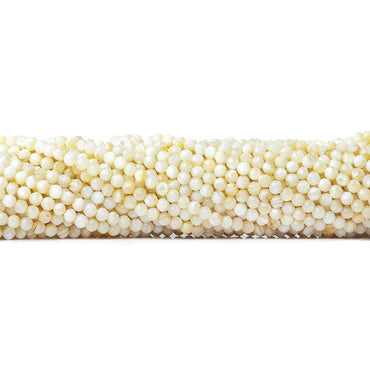 3mm Natural Cream Mother of Pearl microfaceted round beads 13 inch 100 pieces (ONLINE ORDER ONLY)