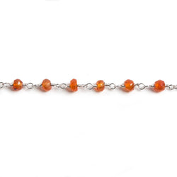 3mm Carnelian faceted rondelle Silver Chain by the foot 36 pieces (ONLINE ORDER ONLY)