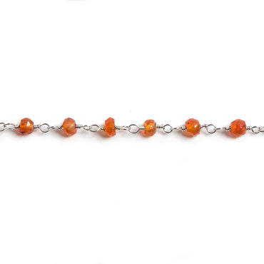 3mm Carnelian faceted rondelle Silver Chain by the foot 36 pieces (ONLINE ORDER ONLY)