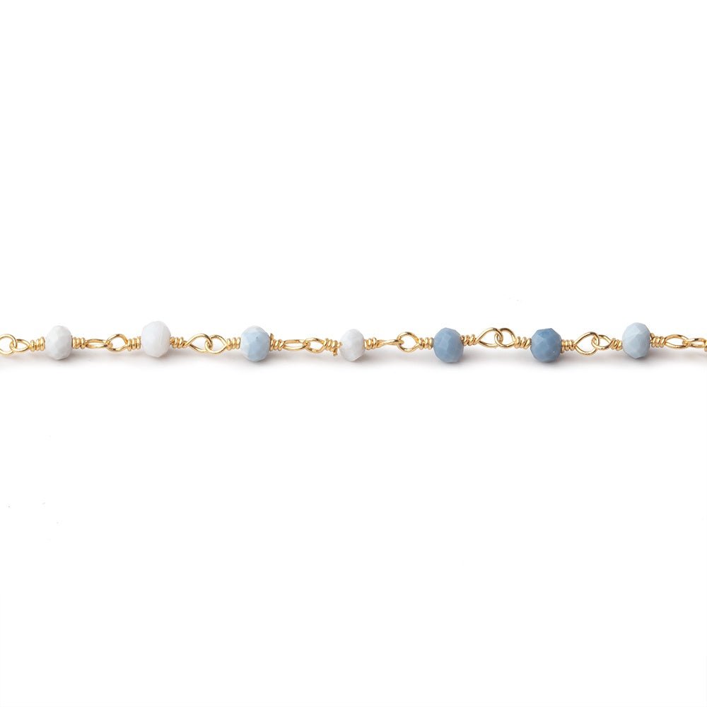 3mm Owyhee Denim Blue Opal Micro Faceted Rondelles on Gold Plated Chain (ONLINE ORDER ONLY)