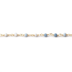 3mm Owyhee Denim Blue Opal Micro Faceted Rondelles on Gold Plated Chain (ONLINE ORDER ONLY)