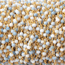 3mm Owyhee Denim Blue Opal Micro Faceted Rondelles on Gold Plated Chain (ONLINE ORDER ONLY)