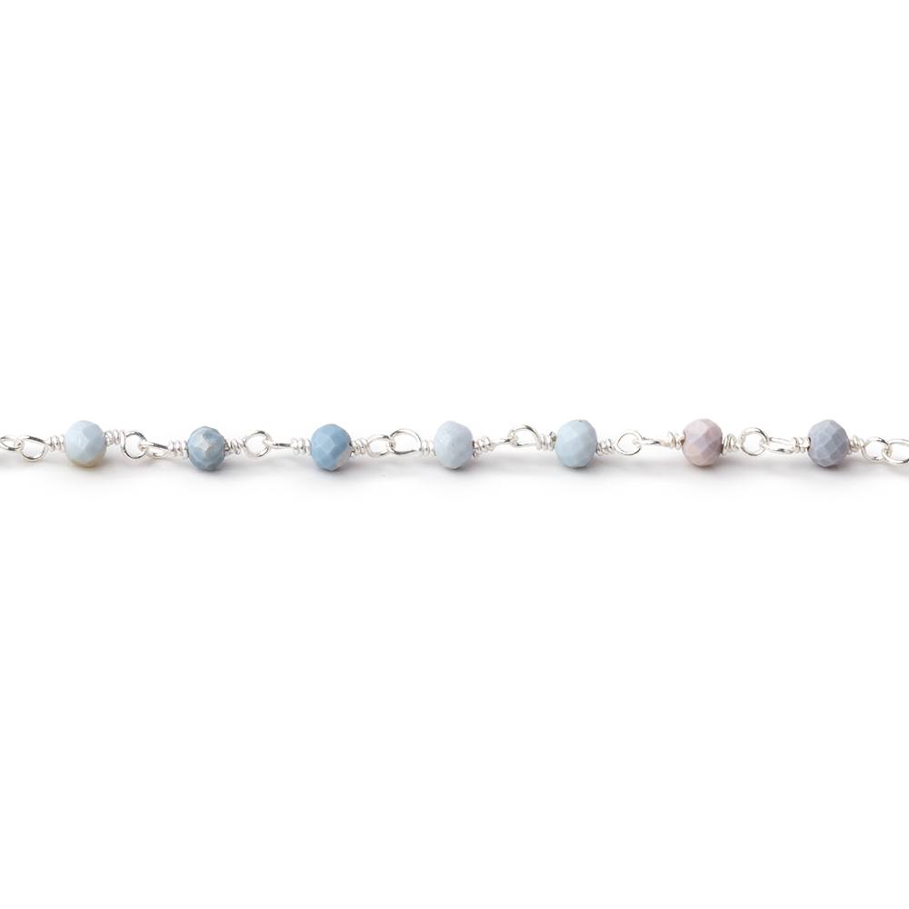 3mm Owyhee Denim Blue Opal Micro Faceted Rondelles on Silver Plated Chain (ONLINE ORDER ONLY)
