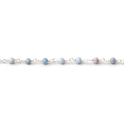 3mm Owyhee Denim Blue Opal Micro Faceted Rondelles on Silver Plated Chain (ONLINE ORDER ONLY)
