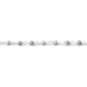 3mm Owyhee Denim Blue Opal Micro Faceted Rondelles on Silver Plated Chain (ONLINE ORDER ONLY)
