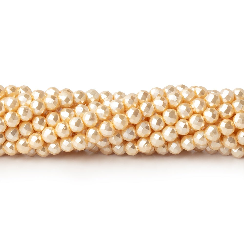 3mm Pale Yellow Shell Pearl Micro Faceted Rounds 12.75 inch 114 Beads (ONLINE ORDER ONLY)