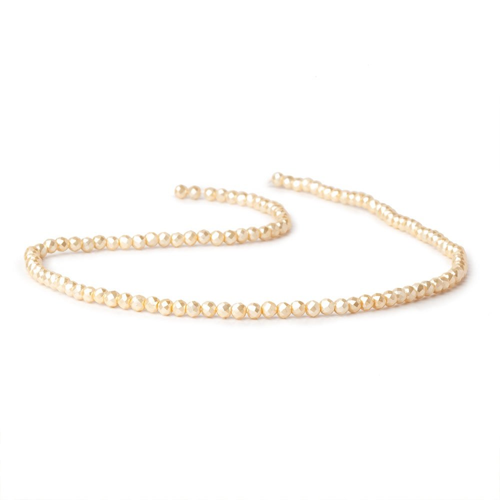 3mm Pale Yellow Shell Pearl Micro Faceted Rounds 12.75 inch 114 Beads (ONLINE ORDER ONLY)