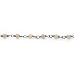 3mm Peach Moonstone micro-faceted rondelle Black Gold Chain by the foot 35 pieces (ONLINE ORDER ONLY)