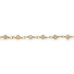3mm Peach Moonstone micro-faceted rondelle Gold Chain by the foot 35 pieces (ONLINE ORDER ONLY)