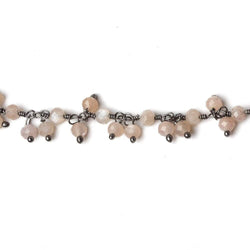 3mm Peach Moonstone micro-faceted round Black Gold Dangling Chain by the foot (ONLINE ORDER ONLY)