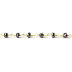 3mm Peacock Mystic Black Spinel rondelle Gold plated Chain by the foot 40pc (ONLINE ORDER ONLY)