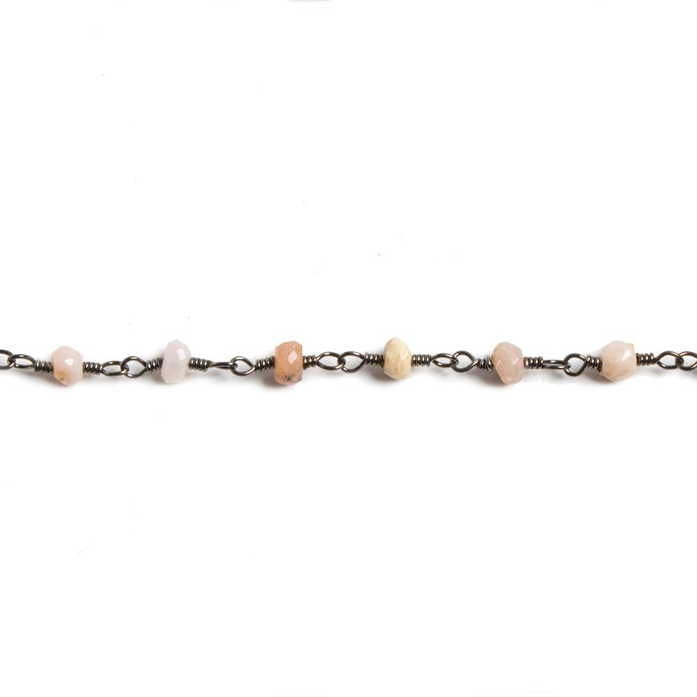 3mm Pink Peruvian Opal faceted rondelle Black Gold Chain by the foot 36 pieces (ONLINE ORDER ONLY)