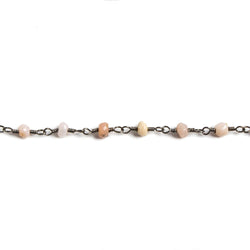 3mm Pink Peruvian Opal faceted rondelle Black Gold Chain by the foot 36 pieces (ONLINE ORDER ONLY)
