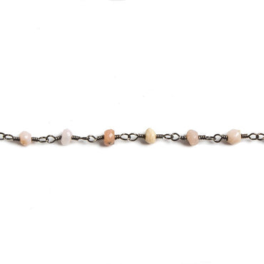 3mm Pink Peruvian Opal faceted rondelle Black Gold Chain by the foot 36 pieces (ONLINE ORDER ONLY)