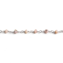 3mm Pink Peruvian Opal faceted rondelle Silver Chain by the foot 36 pieces (ONLINE ORDER ONLY)