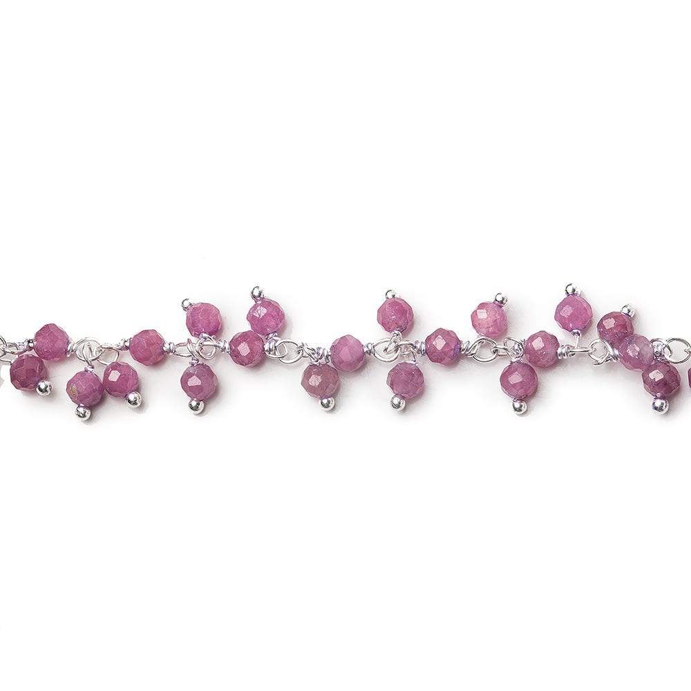 3mm Pink Tourmaline micro-faceted round Silver .925 Dangling Chain by the foot (ONLINE ORDER ONLY)