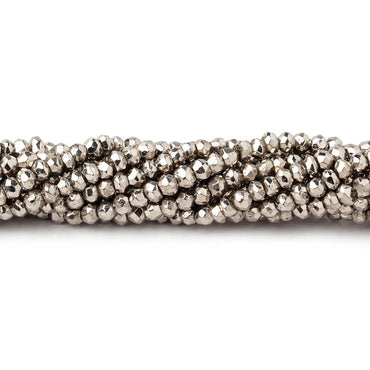 3mm Platinum Silver plated Pyrite Faceted Rondelle Beads 13 inch (ONLINE ORDER ONLY)