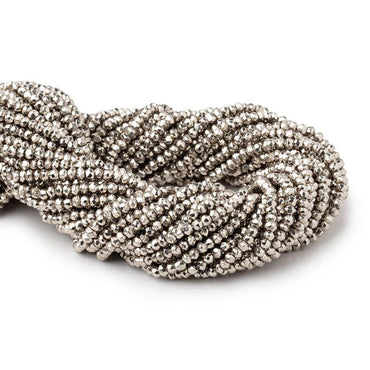 3mm Platinum Silver plated Pyrite Faceted Rondelle Beads 13 inch (ONLINE ORDER ONLY)