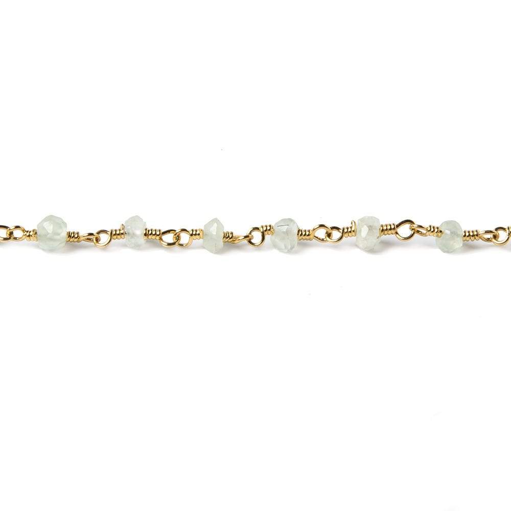 3mm Prehnite faceted rondelle Gold plated Chain by the foot 40 pcs (ONLINE ORDER ONLY)