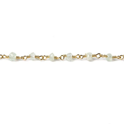 3mm Prehnite faceted rondelle Gold plated Chain by the foot 40 pcs (ONLINE ORDER ONLY)