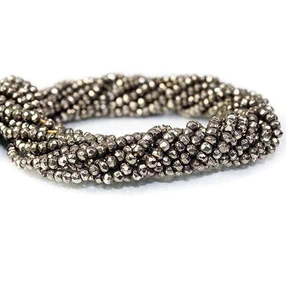 3mm Pyrite Faceted Rondelle Beads 13.5 inch 127 pieces (ONLINE ORDER ONLY)