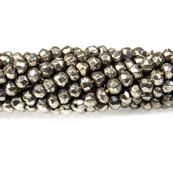 3mm Pyrite Faceted Rondelle Beads 13.5 inch 127 pieces (ONLINE ORDER ONLY)