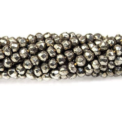 3mm Pyrite Faceted Rondelle Beads 13.5 inch 127 pieces (ONLINE ORDER ONLY)