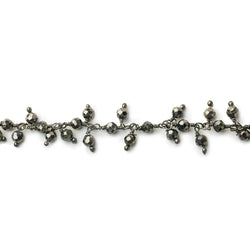 3mm Pyrite micro-faceted round Black Gold Dangling Chain by the foot (ONLINE ORDER ONLY)