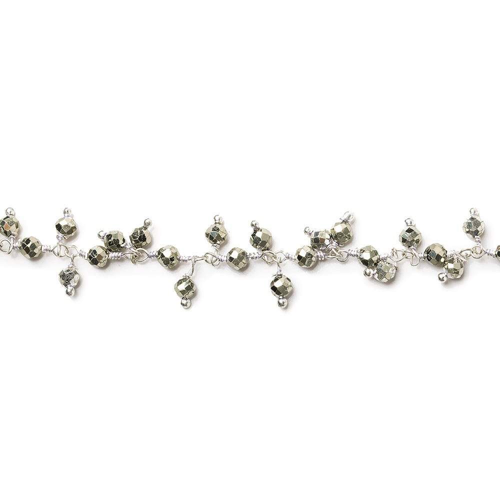 3mm Pyrite micro-faceted round Silver Dangling Chain by the foot (ONLINE ORDER ONLY)