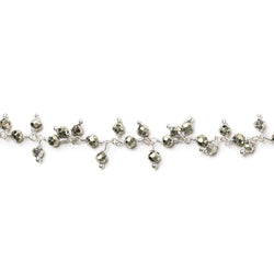 3mm Pyrite micro-faceted round Silver Dangling Chain by the foot (ONLINE ORDER ONLY)