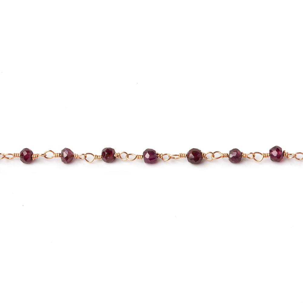 3mm Rhodolite Garnet faceted rondelle Rose Gold Chain by the foot 41 pieces (ONLINE ORDER ONLY)