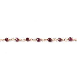 3mm Rhodolite Garnet faceted rondelle Rose Gold Chain by the foot 41 pieces (ONLINE ORDER ONLY)