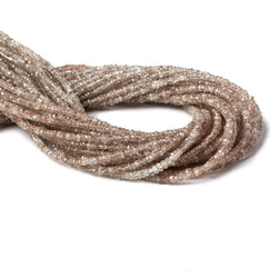3mm Rose' and Champagne Zircon Faceted Rondelle Beads 13 inches 210 beads (ONLINE ORDER ONLY)