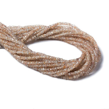 3mm Rose' Champagne Zircon Faceted Rondelle Beads 14 inch 200 pieces (ONLINE ORDER ONLY)