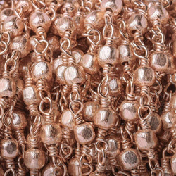 3mm Rose Gold plated Brushed Cube Rose Gold plated Chain by the foot (ONLINE ORDER ONLY)