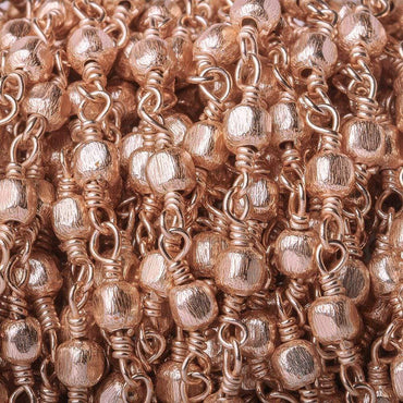 3mm Rose Gold plated Brushed Cube Rose Gold plated Chain by the foot (ONLINE ORDER ONLY)