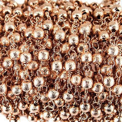 3mm Rose Gold plated Brushed Round Rose Gold plated Chain by the foot (ONLINE ORDER ONLY)