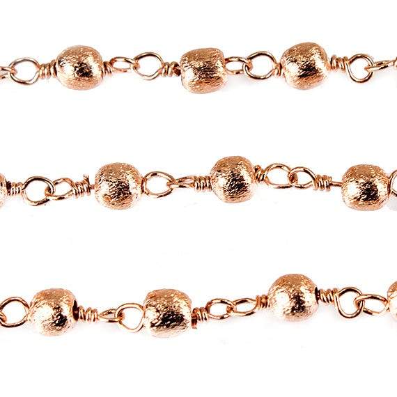 3mm Rose Gold plated Brushed Round Rose Gold plated Chain by the foot (ONLINE ORDER ONLY)
