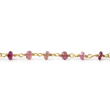 3mm Rubelite Tourmaline faceted rondelle Vermeil Chain by the foot 47 pieces (ONLINE ORDER ONLY)