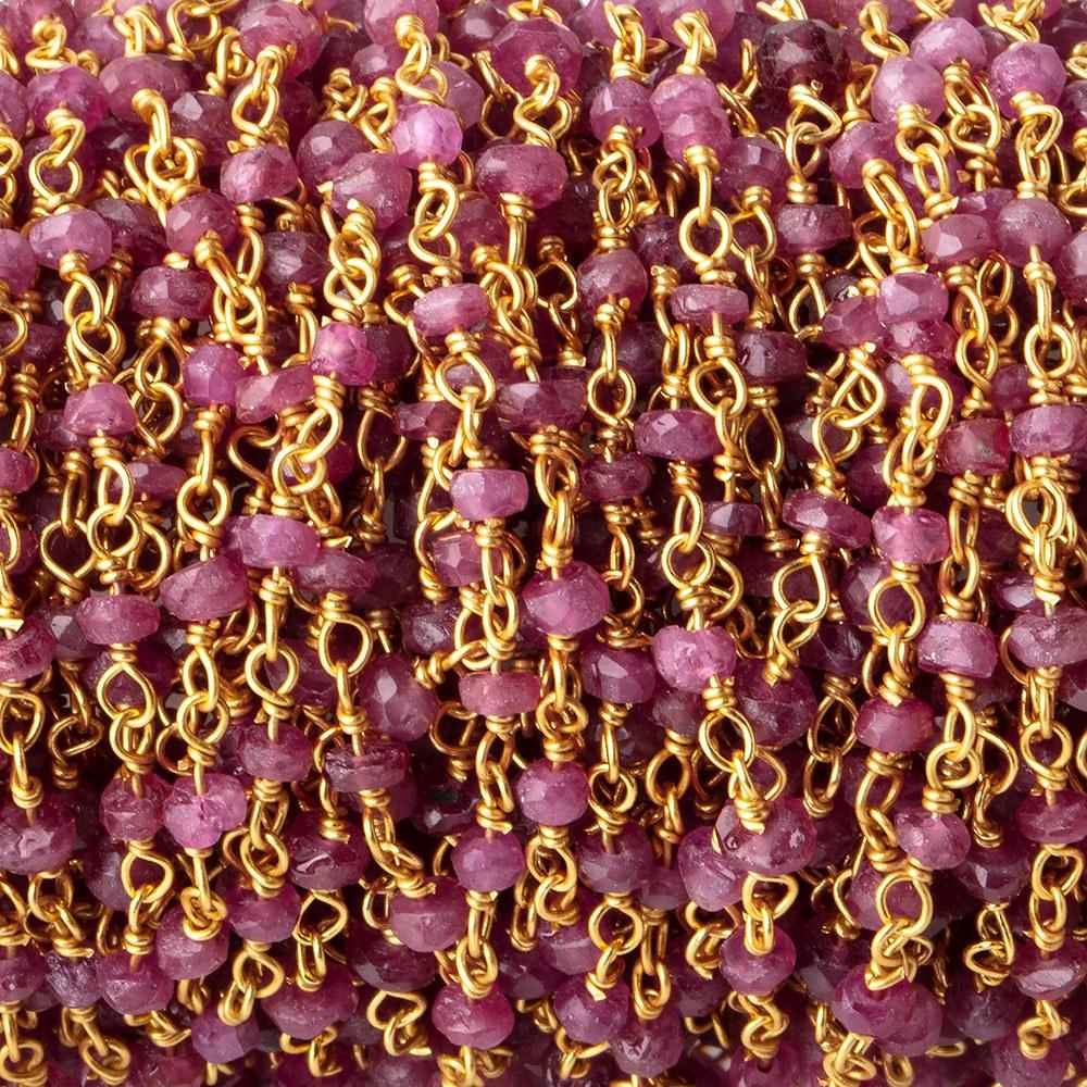 3mm Ruby Faceted Rondelles on Vermeil Chain by the Foot 44 Beads (ONLINE ORDER ONLY)