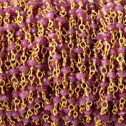 3mm Ruby Faceted Rondelles on Vermeil Chain by the Foot 44 Beads (ONLINE ORDER ONLY)