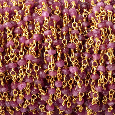 3mm Ruby Faceted Rondelles on Vermeil Chain by the Foot 44 Beads (ONLINE ORDER ONLY)