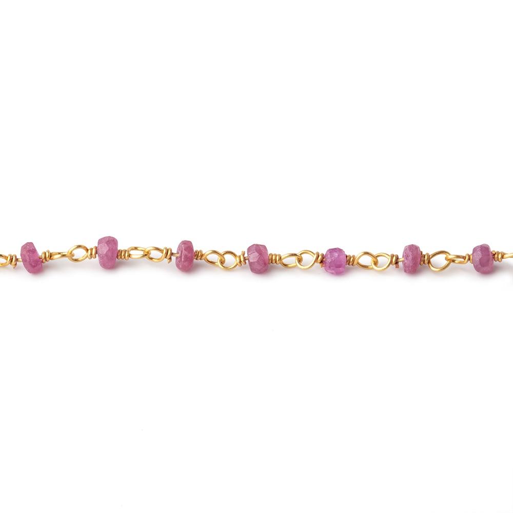 3mm Ruby Faceted Rondelles on Vermeil Chain by the Foot 44 Beads (ONLINE ORDER ONLY)