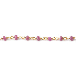 3mm Ruby Faceted Rondelles on Vermeil Chain by the Foot 44 Beads (ONLINE ORDER ONLY)