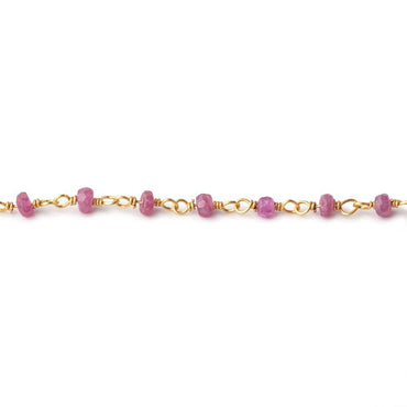 3mm Ruby Faceted Rondelles on Vermeil Chain by the Foot 44 Beads (ONLINE ORDER ONLY)