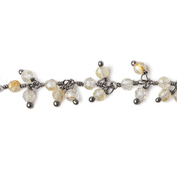 3mm Rutilated Quartz micro-faceted round Black Gold Dangling Chain by the foot (ONLINE ORDER ONLY)