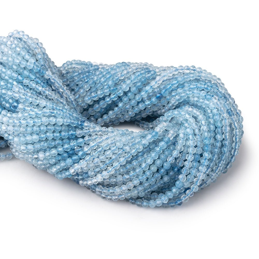 3mm Shaded Aquamarine Micro Faceted Round Beads 12.25 inch 106 pieces (ONLINE ORDER ONLY)