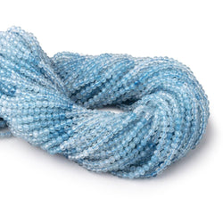 3mm Shaded Aquamarine Micro Faceted Round Beads 12.25 inch 106 pieces (ONLINE ORDER ONLY)